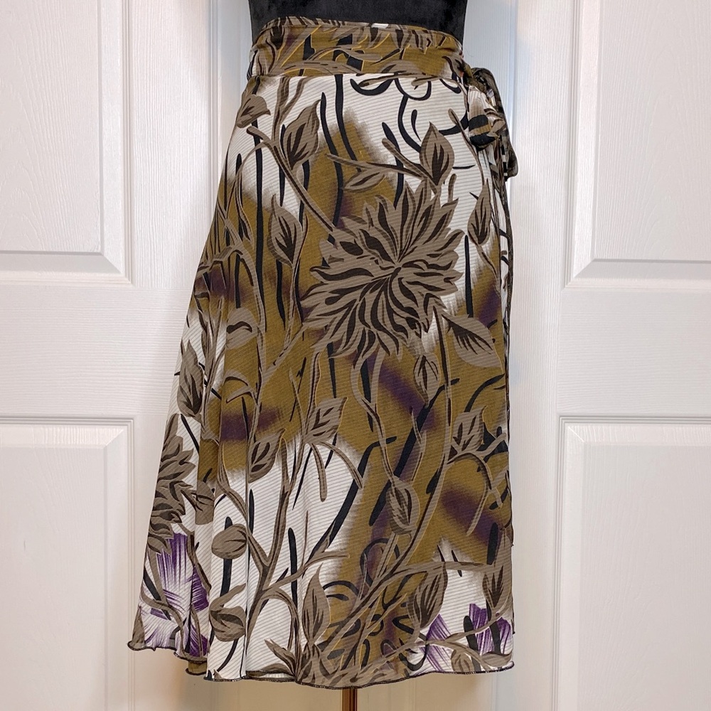 India Boutique Botanical Layered Sheer Wrap Skirt One Size